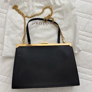 Oroton Black 3-Way Bag with Gold Chain